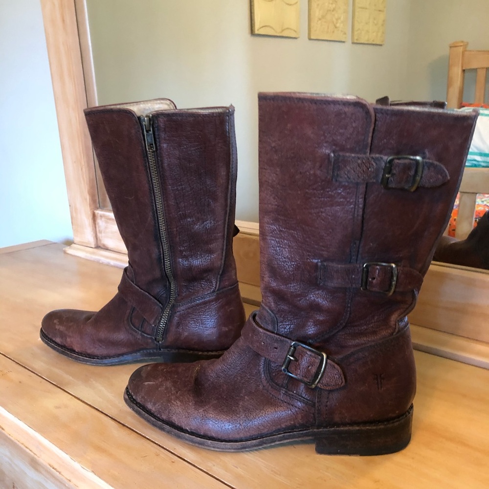 Frye Jayden Moto Cuff Boot 8.5B Dark Brown Antique